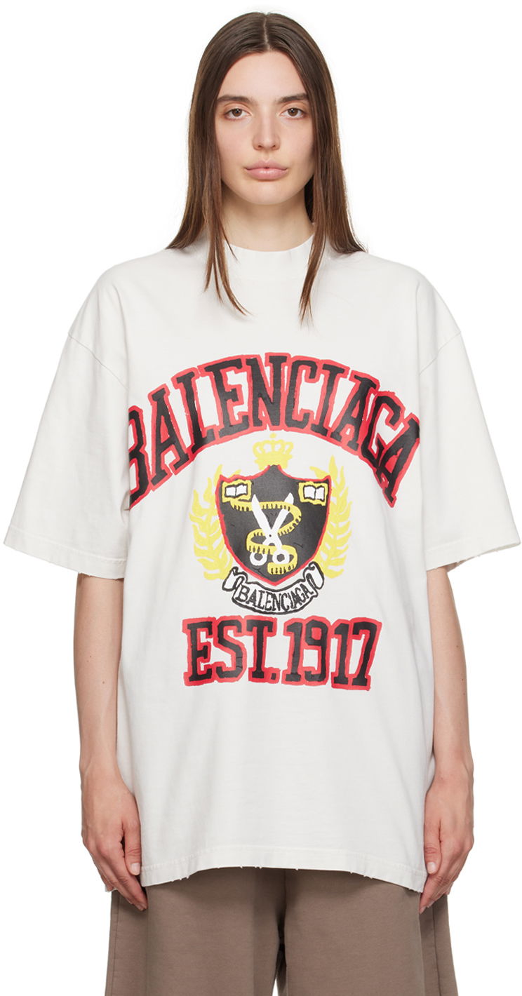 Тениска Balenciaga DIY College Бяло | 739784 TOVK1, 0