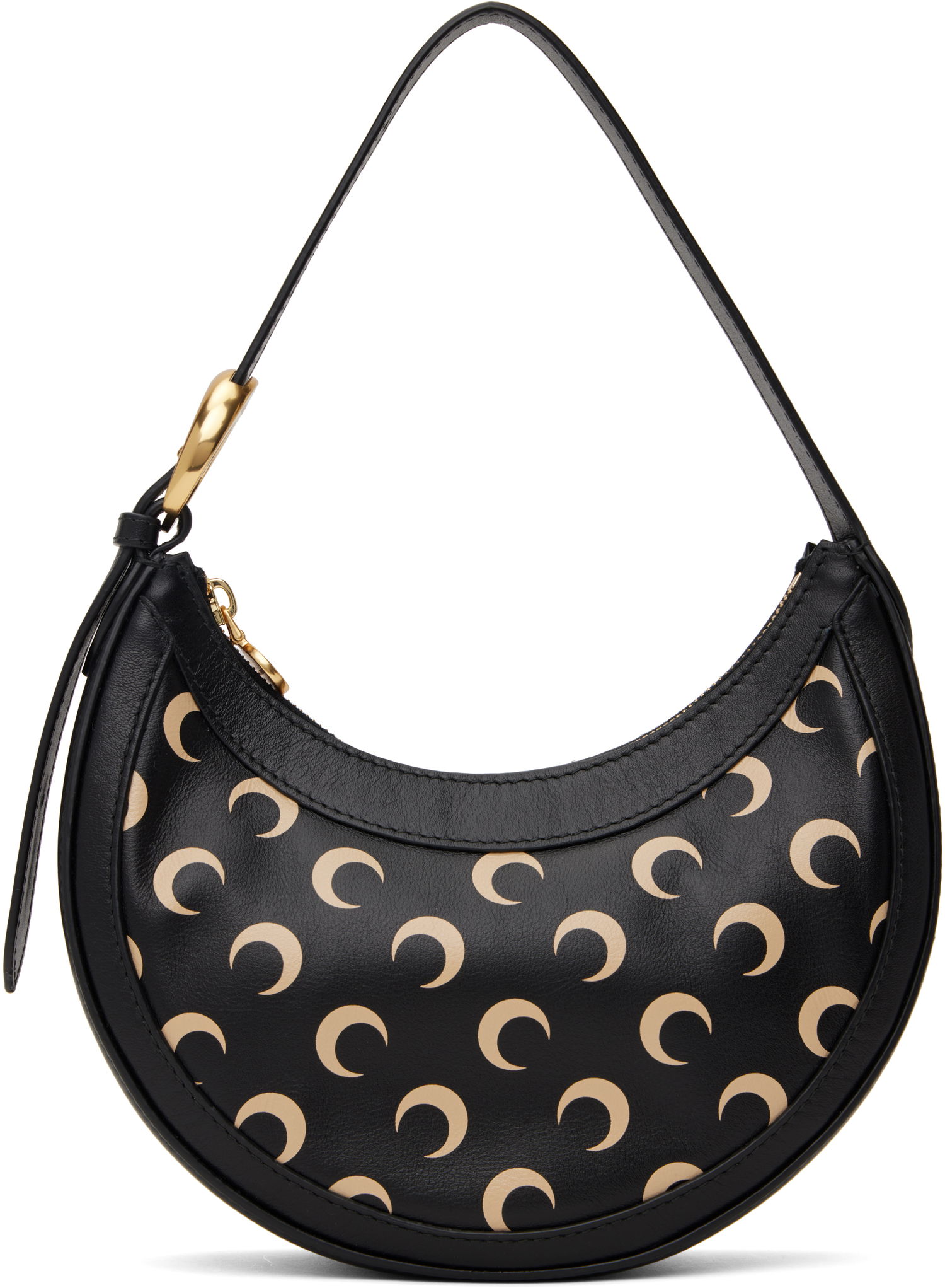 Чанта през рамо Marine Serre Leather Moon Print Mini Shoulder Bag Черно | WBA002A, 0