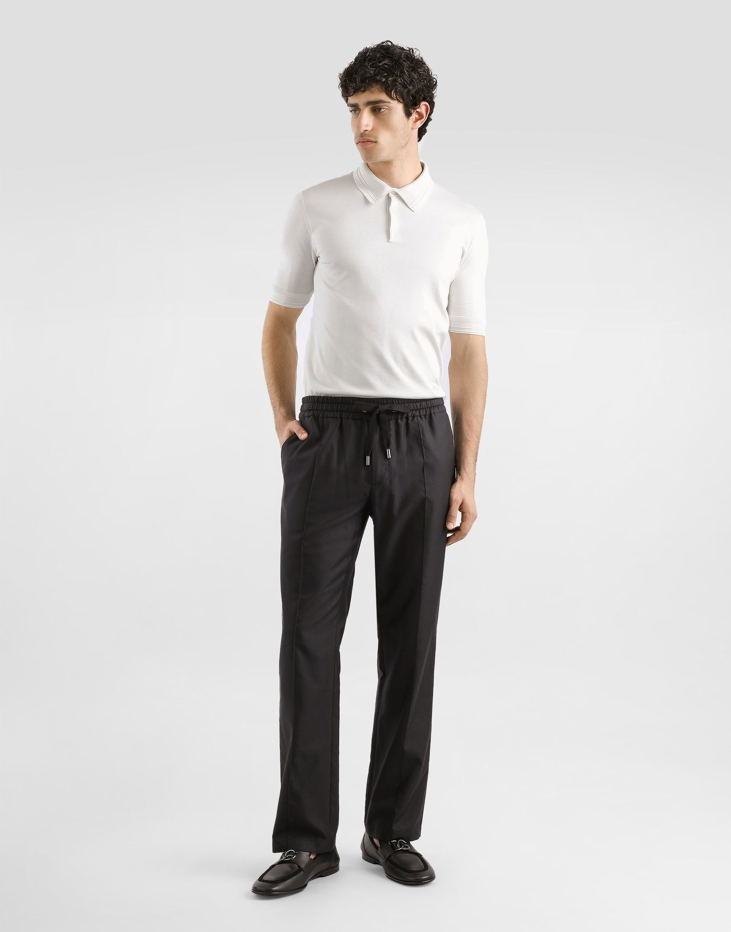 Поло тениска Dolce & Gabbana Dolce & Gabbana Satin Silk Polo Shirt Бяло | GXZ02ZJBSLVW0800, 1
