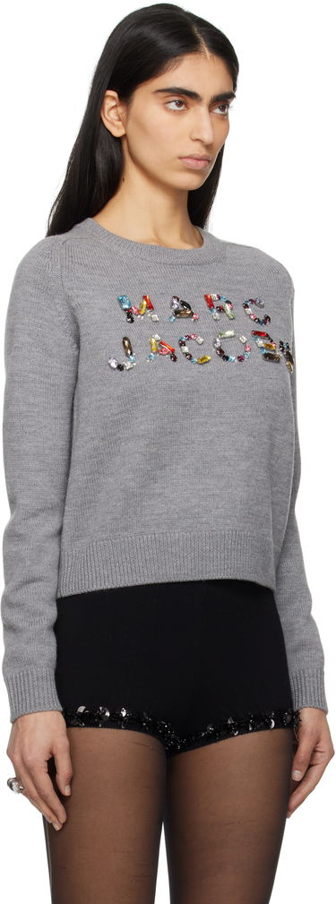 Пуловер Marc Jacobs Marc Jacobs Knit Logo Sweater with Gem Embellishments Черно | 2S5RTP001K26, 4