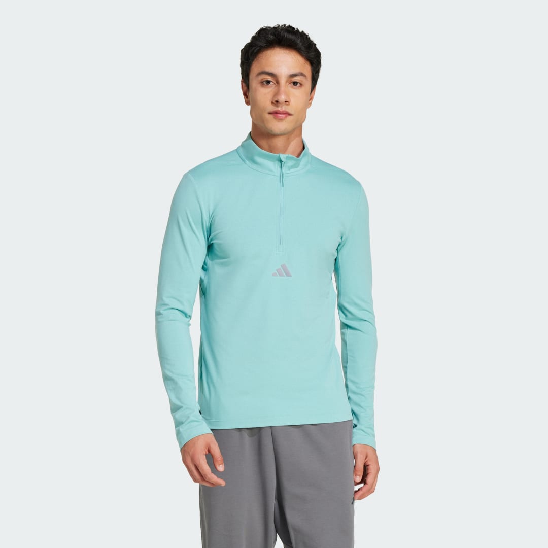 Суитчър adidas Performance Training Half-Zip Top Тюркоазено | JC6700, 0