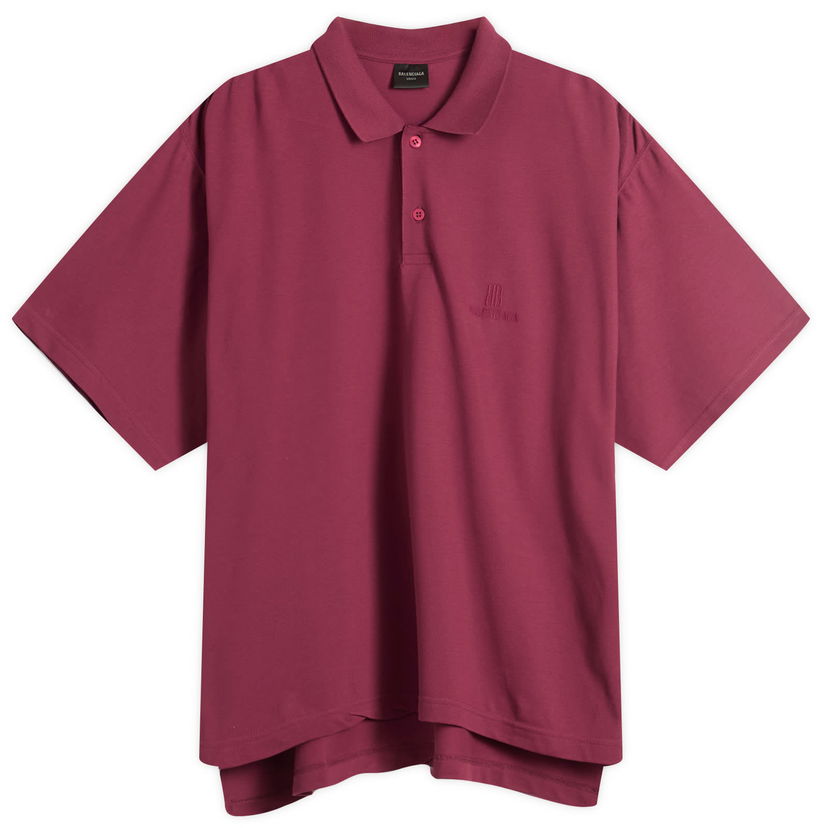 Поло тениска Balenciaga Nano BB Logo Pique Al Short Sleeve Polo, Size Large Бургунди | 828531-TSVO4-4029