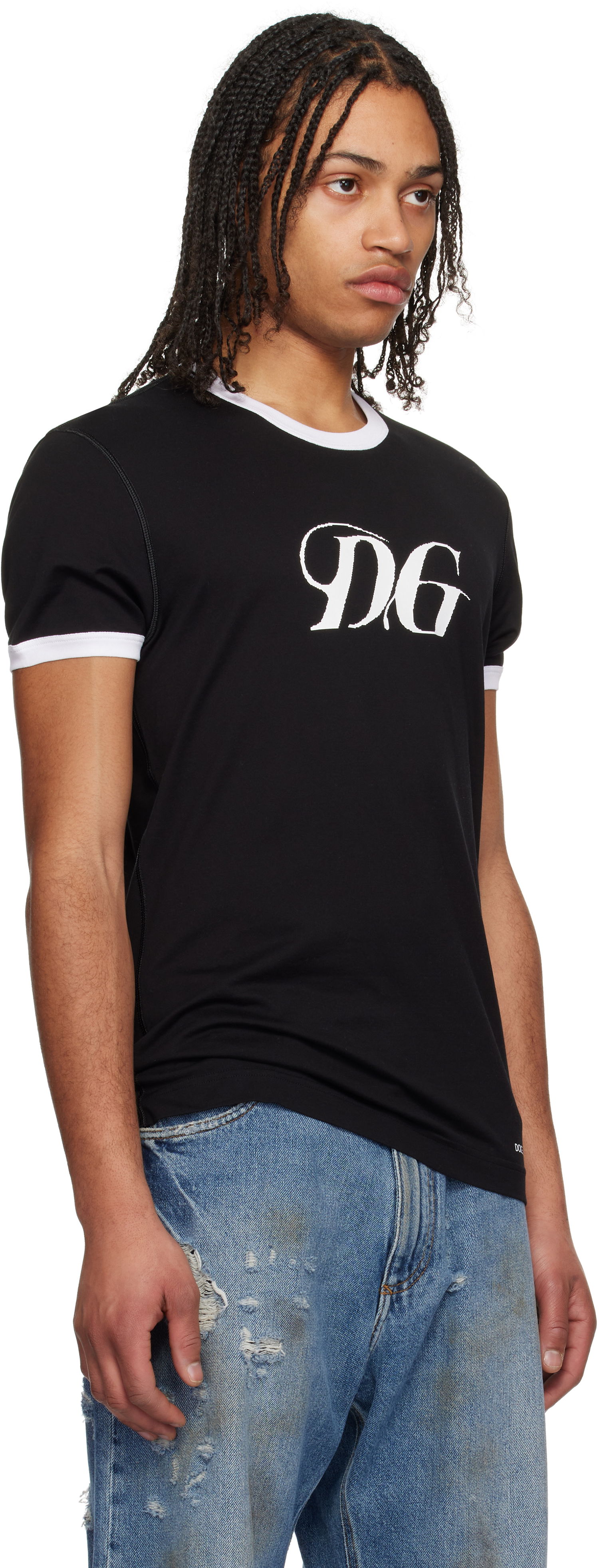 Тениска Dolce & Gabbana Dolce&Gabbana 'DG' Print Cotton T-Shirt Черно | G8PV1TG7O4Y, 1