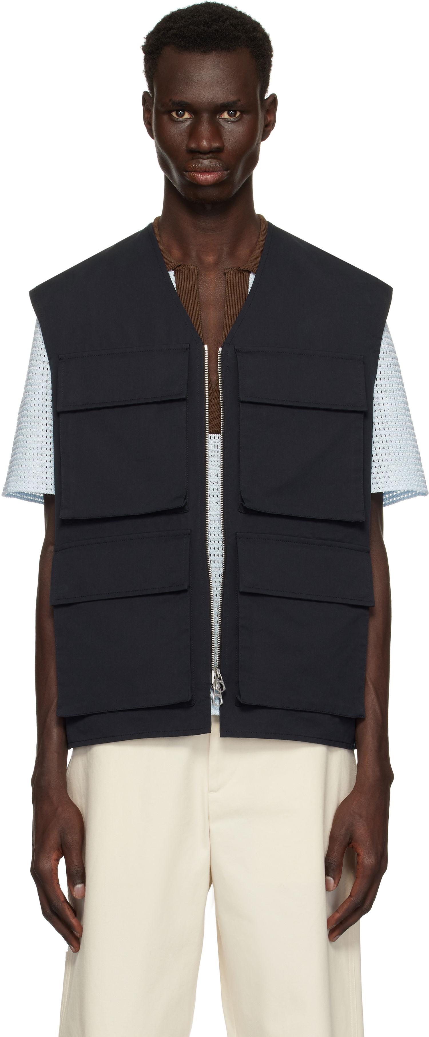 Жилетка Jil Sander Jil Sander Bellows Pocket Vest Тъмно синьо | J22SW0001_J45266, 0