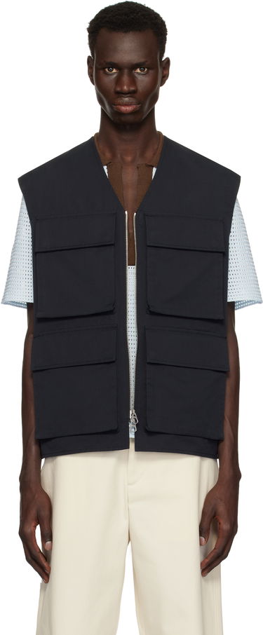 Жилетка Jil Sander Jil Sander Bellows Pocket Vest Тъмно синьо | J22SW0001_J45266, 0
