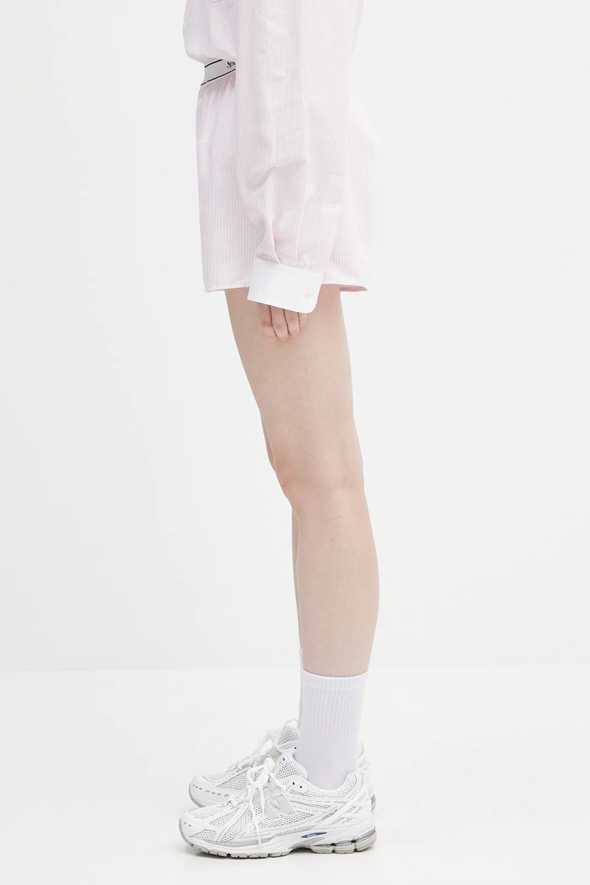 Къси панталони Sporty & Rich Sporty & Rich Serif Logo Oxford High Waist Shorts Розово | SH015620300ST64, 1