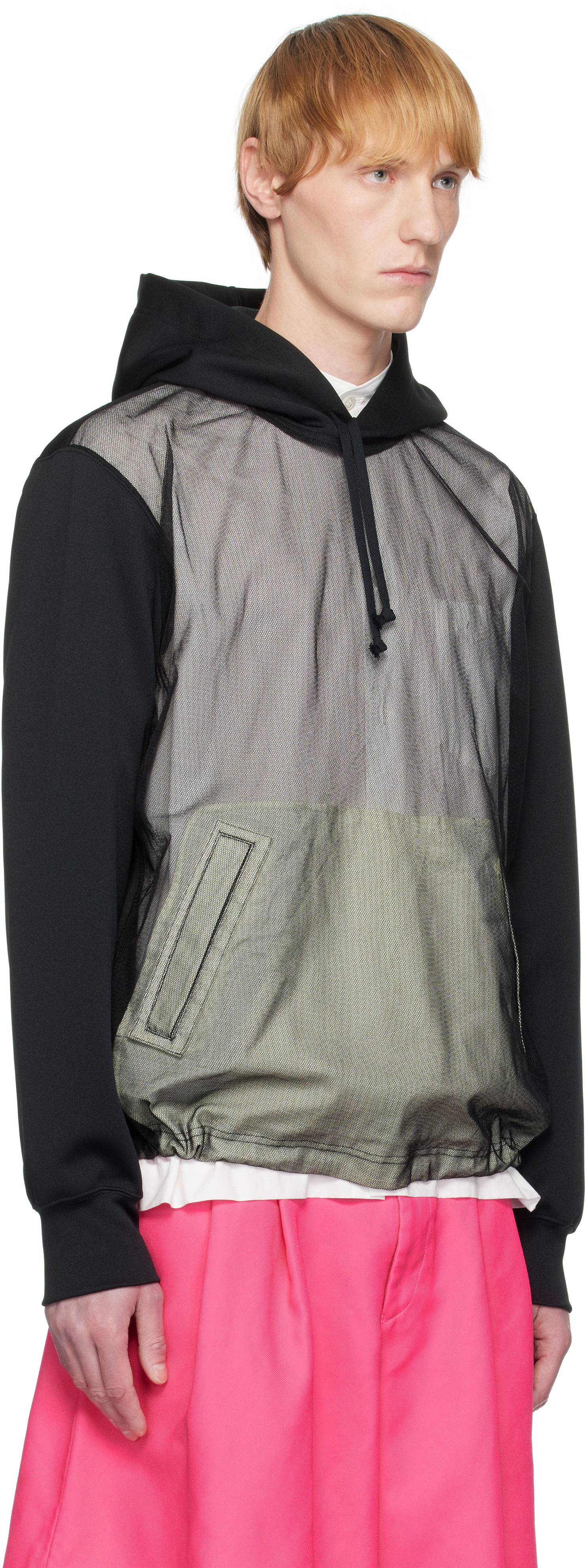 Суитчър Comme des Garçons Homme Plus Smooth Thick & Tulle Hoodie Черно | PO-T030-051, 1