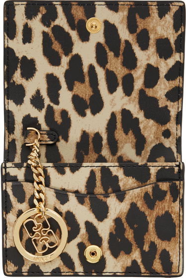 Портфейл GANNI GANNI Leopard Bou Flap Card Holder Бежово | A6545, 2
