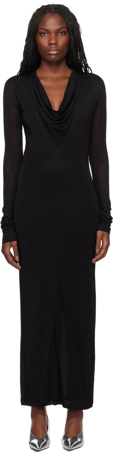 Pокля TOTEME TOTEME Draped V-Neck Maxi Dress Черно | 244-WRD0176-FB0266, 0