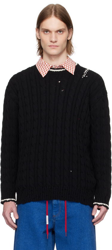 Пуловер Marni Marni Dishevelled Cable Knit Sweater Черно | POMG0071EQ UFC656, 0
