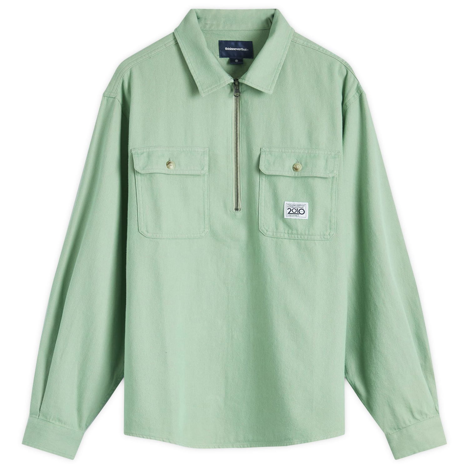 Риза thisisneverthat Quarter Zip Shirt Large Green Зелено | TN243WSHTL04-GRN, 0