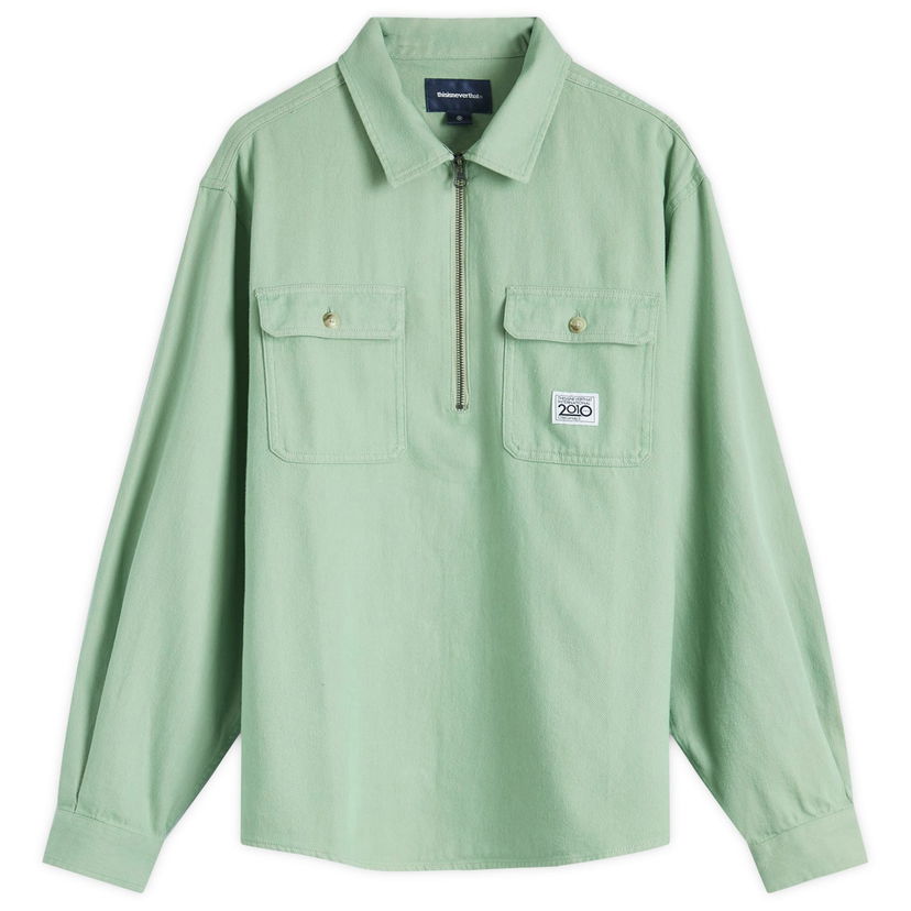 Риза thisisneverthat Quarter Zip Shirt Large Green Зелено | TN243WSHTL04-GRN