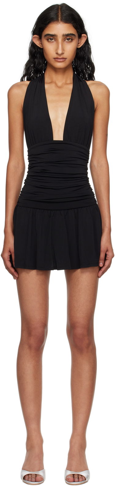 Pокля Miaou Miaou Natalia Halter Mini Dress Черно | 5061VISBLK, 0