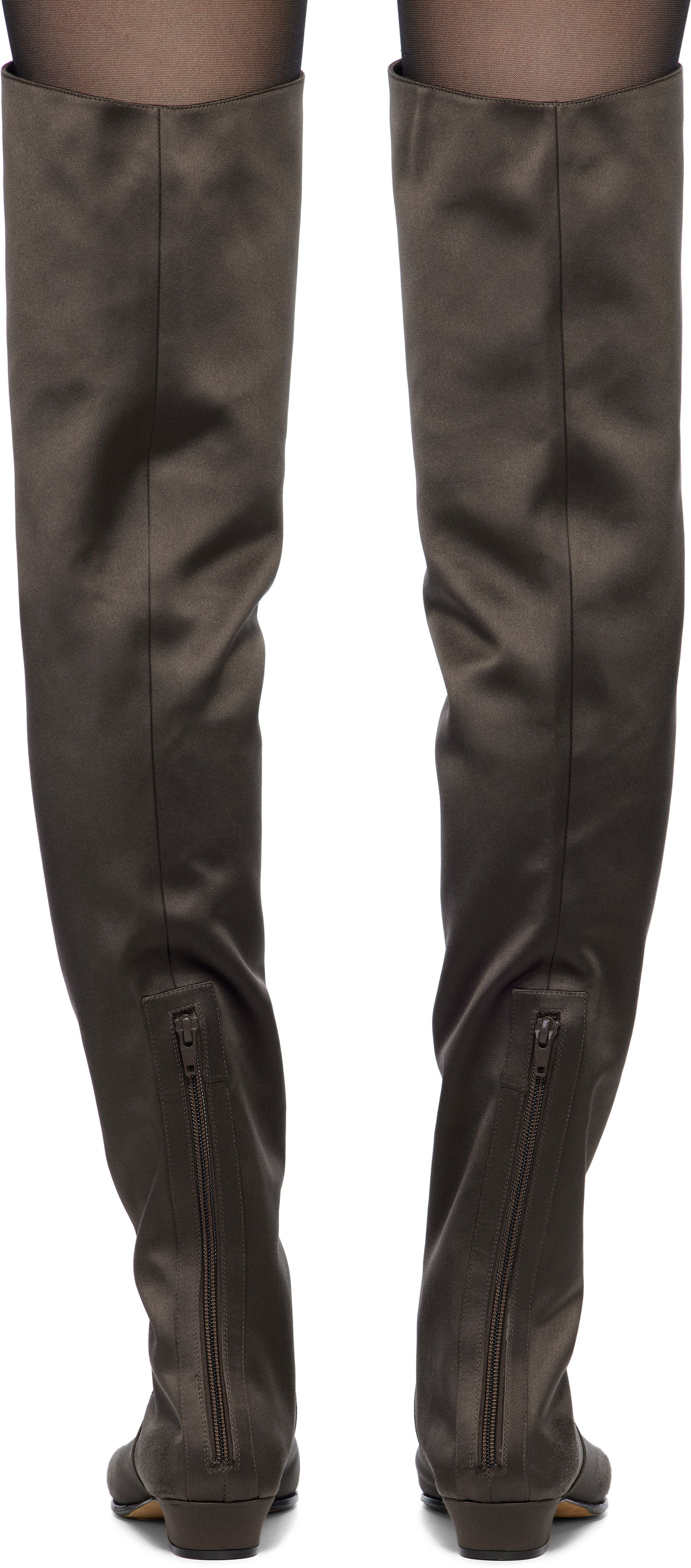 Кецове и обувки The Row The Row Hereditas 25 Satin Tall Boots Кафяво | F1528-W326, 1
