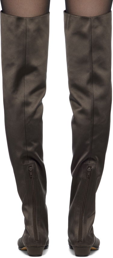 Кецове и обувки The Row The Row Hereditas 25 Satin Tall Boots Кафяво | F1528-W326, 1