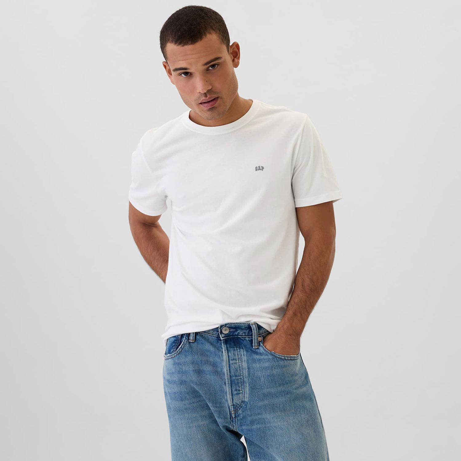 Тениска GAP T-shirt Micro Logo Crew White Global S Бяло | 502022-01, 0