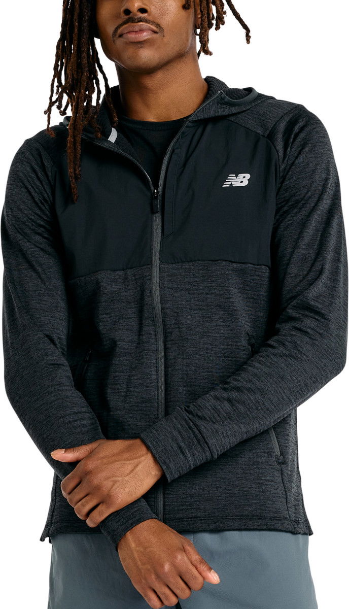 Суитчър New Balance Heat Grid Full Zip Hoodie Черно | mj43206-bk