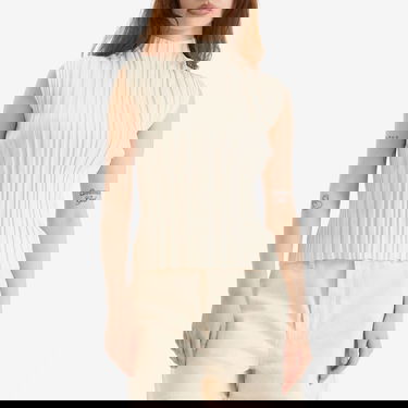 Тениски и потници Pleats Please Issey Miyake Issey Miyake Pleats Please Rib Knit Short Sleeve Top Бяло | PP56KK851-02, 2