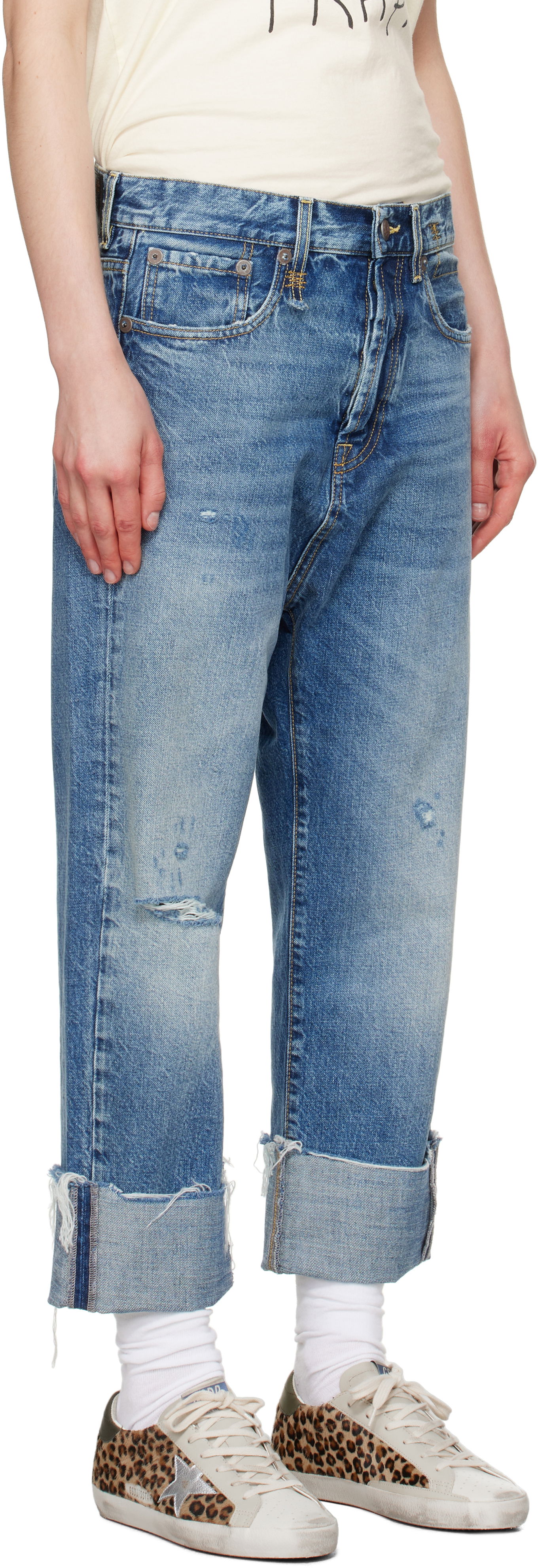 Дънки R13 R13 Tailored Drop Cropped Jeans Синьо | R13W6452-D283C, 1