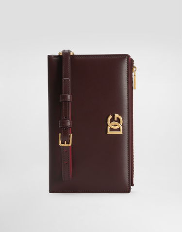 Портфейл Dolce & Gabbana Dolce & Gabbana Calfskin Passport Holder with DG Logo Бургунди | BI3336A9M758K384, 0