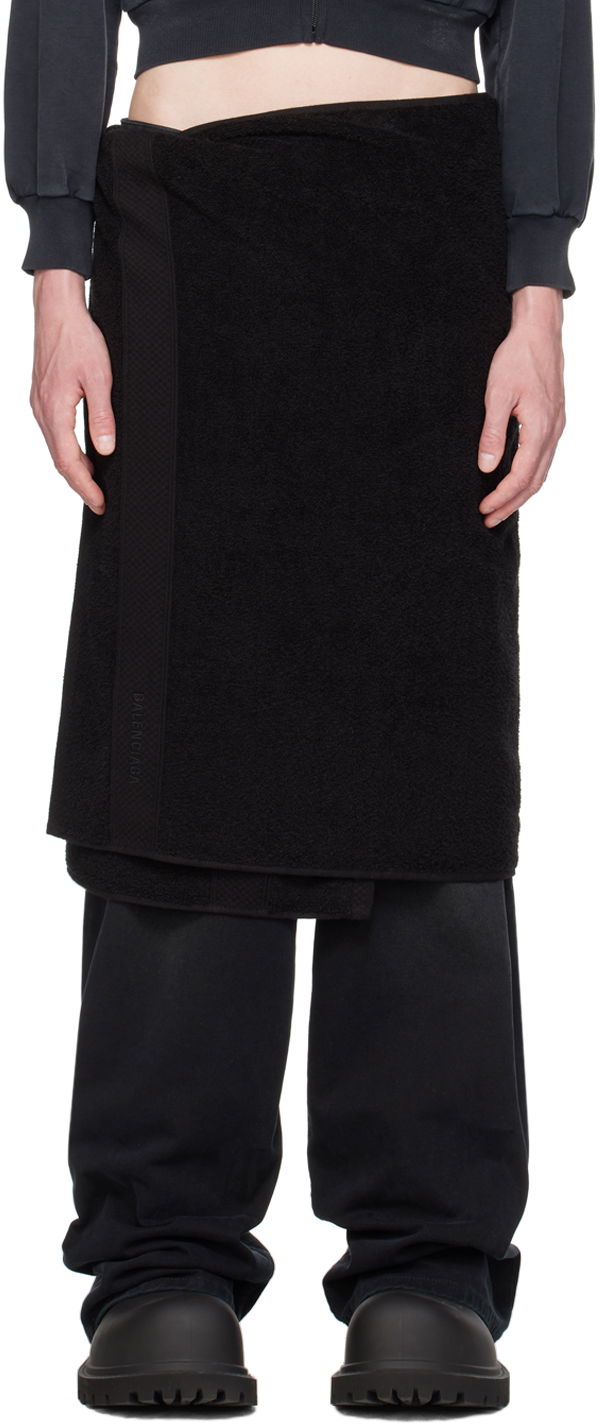 Пола Balenciaga Black Towel Midi Skirt Черно | 768726-TPP91-1000