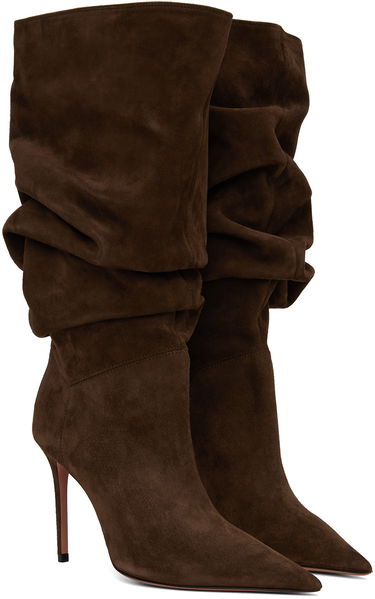 Облекло Amina Muaddi Amina Muaddi Jahleel Suede Slouch Boots Кафяво | JAHLEEL BOOTIE ST SUEDE, 3