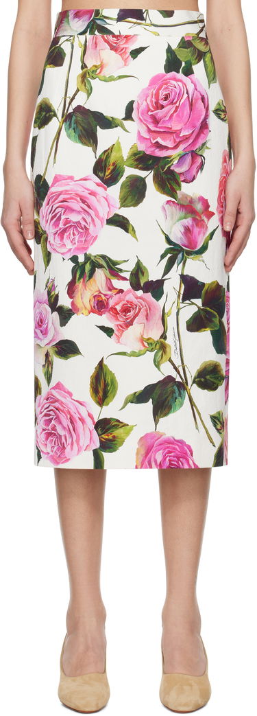 Пола Dolce & Gabbana Dolce&Gabbana Rose Printed Pencil Midi Skirt Многоцветен | F4CVPT FSRQJ, 0