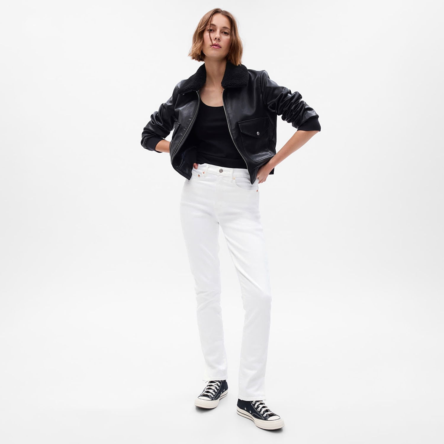 Дънки GAP Denim Pants Vintage Slim - High Rise Optic White Бяло | 725276-00, 0