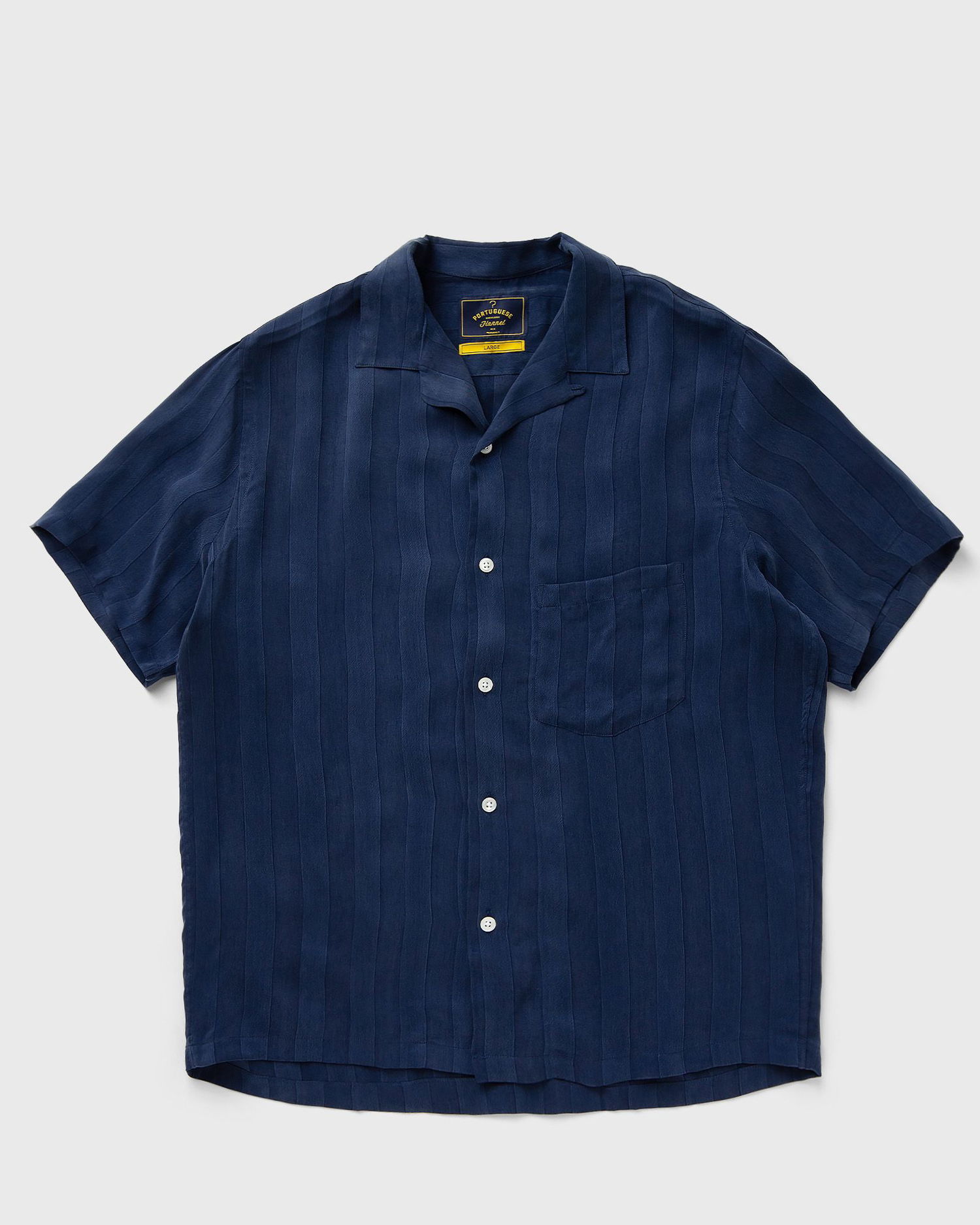Риза Portuguese Flannel Seersucker Short Sleeve Shirt Тъмно синьо | SS25.025.BLUE, 1