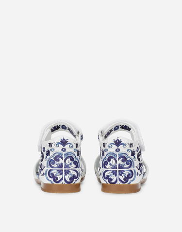 Кецове и обувки Dolce & Gabbana Dolce & Gabbana Calfskin Sandals Majolica Print For First Steps Многоцветен | D20064AC113HA3OB, 2
