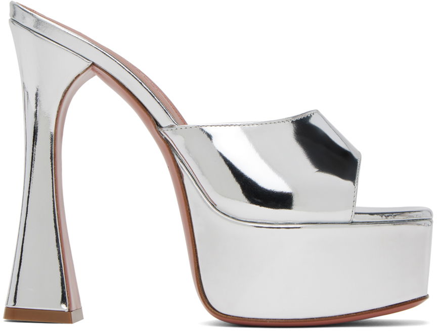 Грижа за обувките Amina Muaddi Amina Muaddi Dalida Heeled Platform Sandals Металик | DALIDA SANDAL PLATEAU MIRROR, 0