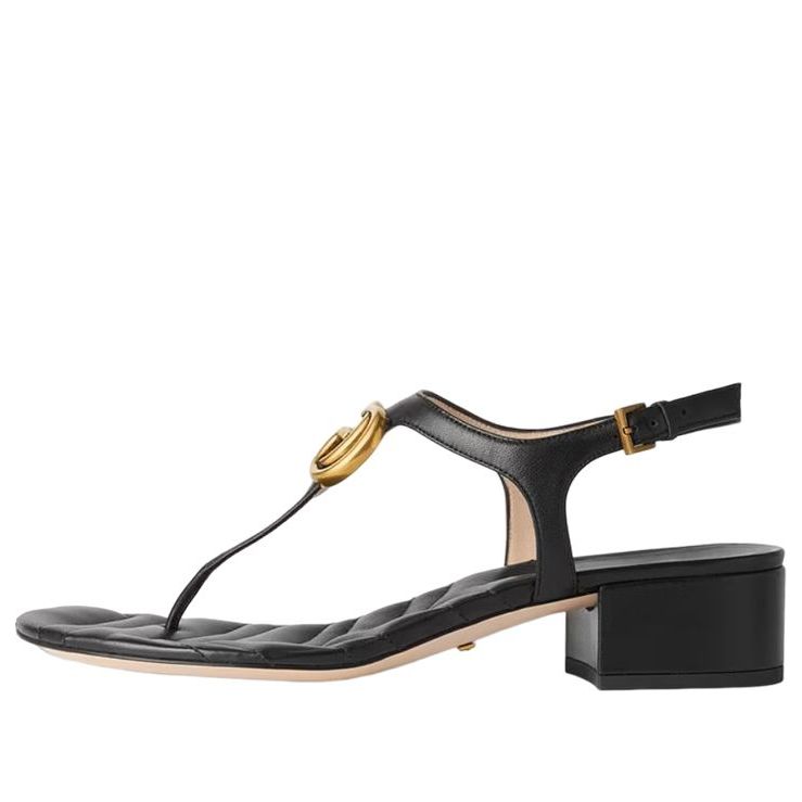 Кецове и обувки Gucci Marmont Double G Leather Sandals Черно | 674840-BKO00-1000