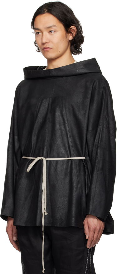 Суитчър Rick Owens Rick Owens Hollywood Hooded Tunic Leather Jacket Черно | RR01E5702 LBA, 3