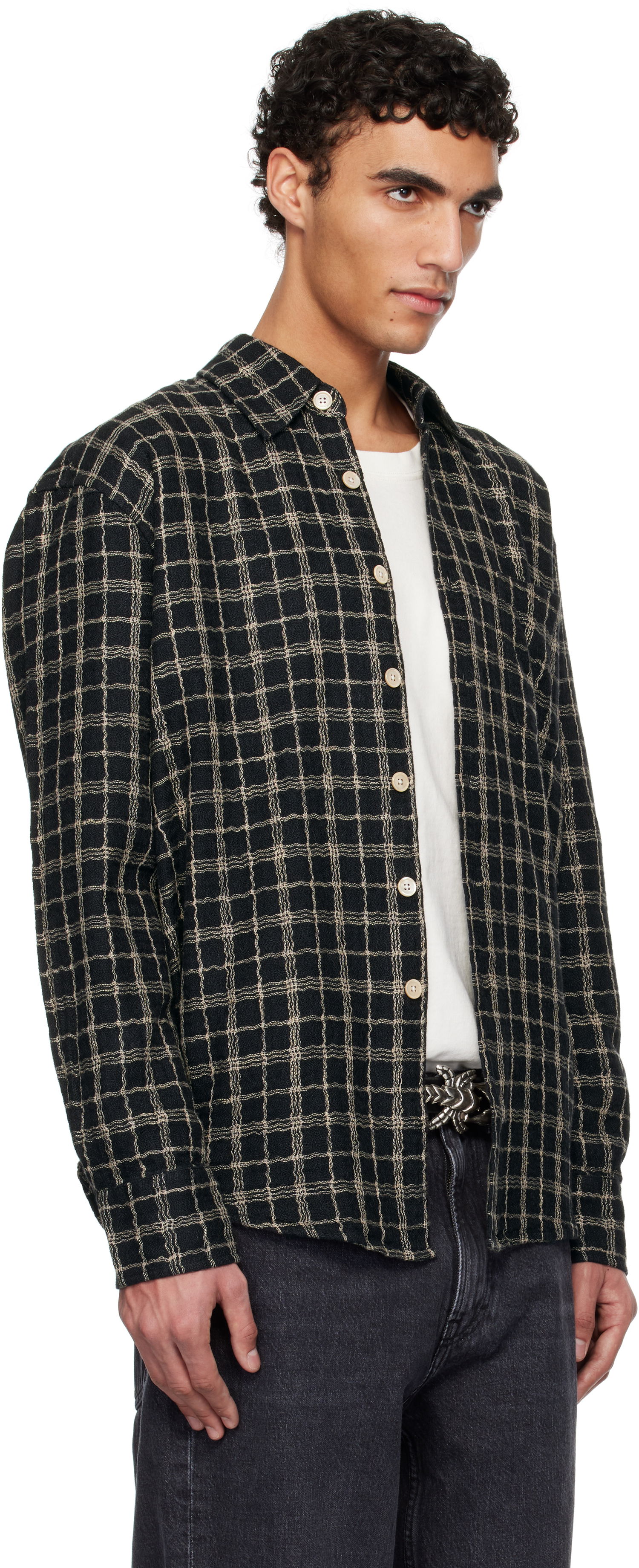 Риза OUR LEGACY Our Legacy Above Grid Check Shirt Черно | M2252ABF, 1