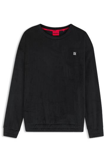 Ribbed-velvet sweatshirt with stacked logo