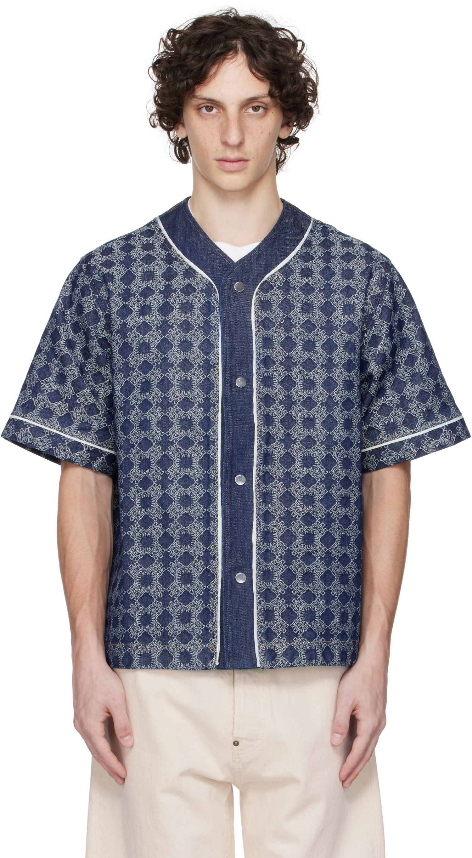 Риза AMIRI AMIRI MA Quad Baseball Denim Shirt Синьо | AMDNIR1042, 0