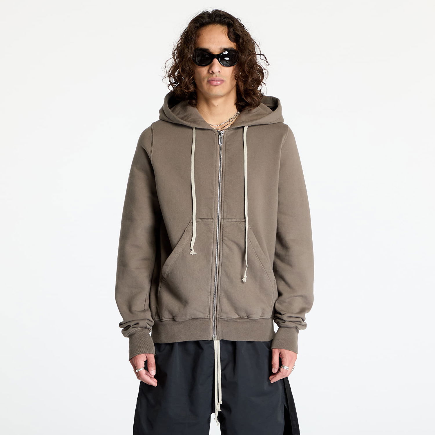 Суитчър Rick Owens DRKSHDW Knit Sweatshirt - Jason S Hoodie Dust Кафяво | DU02D2276 F 34, 0