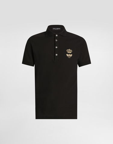 Поло тениска Dolce & Gabbana Cotton Piqué Polo Shirt With French Wire Patch Черно | G8LZ1ZG7WURN0000, 0