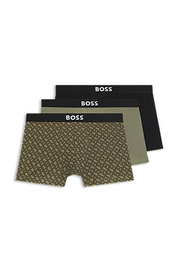 Боксерки BOSS Three-pack of stretch-cotton trunks with patterned and solid designs and logo waistbands Многоцветен | 50549832, 0