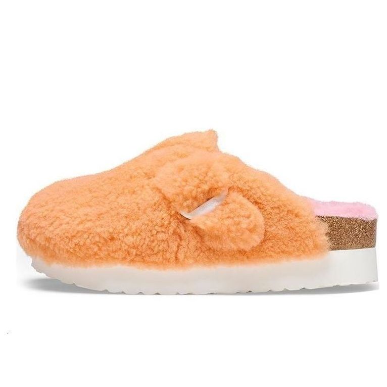 Кецове и обувки Birkenstock Birkenstock Boston Big Buckle Platform Fur Slides Оранжево
 | 1025311, 0