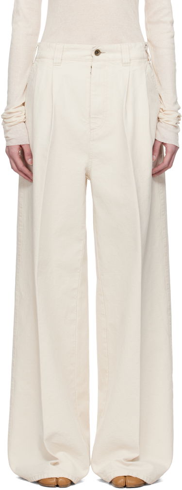 Панталони Maison Margiela Maison Margiela Pleated Wide-Leg Jeans Бяло | S51KA0605 M35261, 0