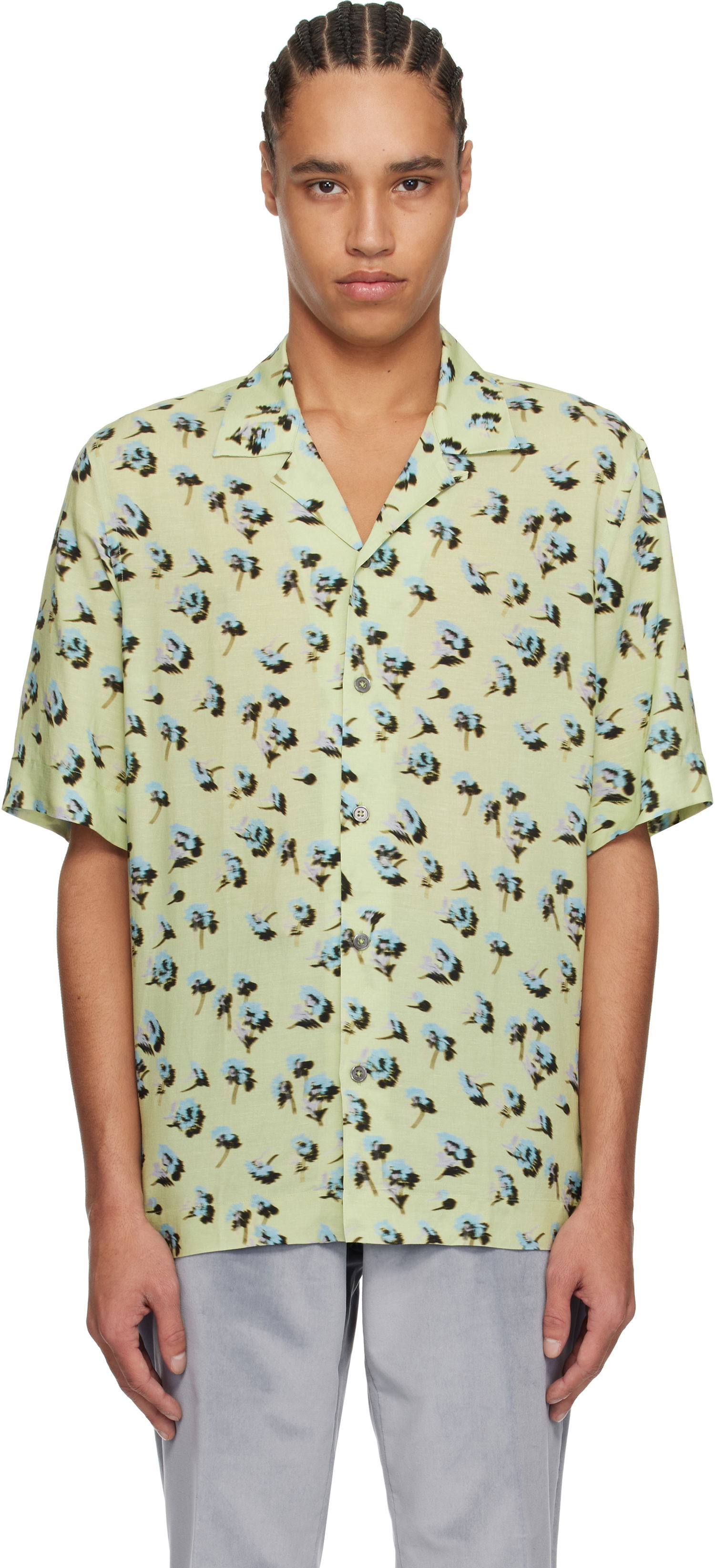 Риза Paul Smith Paul Smith Short Sleeve Regular Fit Floral Shirt Зелено | M1R-905U-P02577-32, 0
