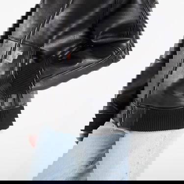 Яке бомбър Carhartt WIP Shepton Faux Leather Sherpa Collar Jacket Черно | I035974.1LMXX, 2