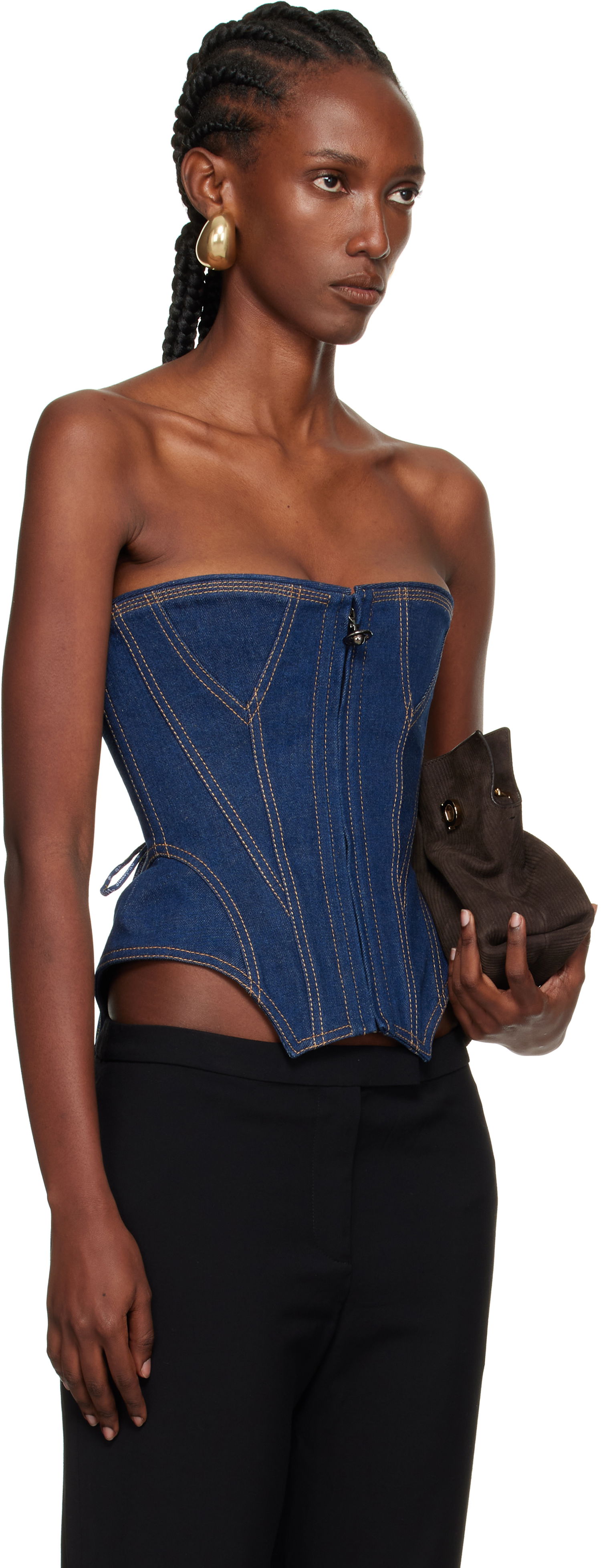 Сутиен Vivienne Westwood Vivienne Westwood Cobrax Denim Corset Top Синьо | 15030040-W0162-, 1