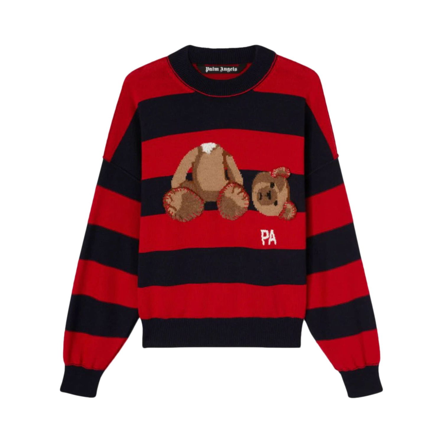 Пуловер Palm Angels Bear Striped Sweater Червено | PMHE007S22KNI0014660, 1