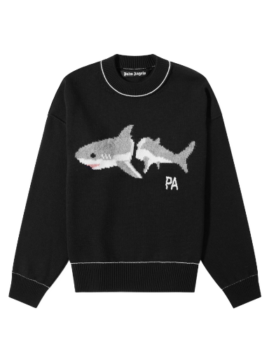 Пуловер Palm Angels Shark Crew Knit Черно | PMHE007S23KNI0061005