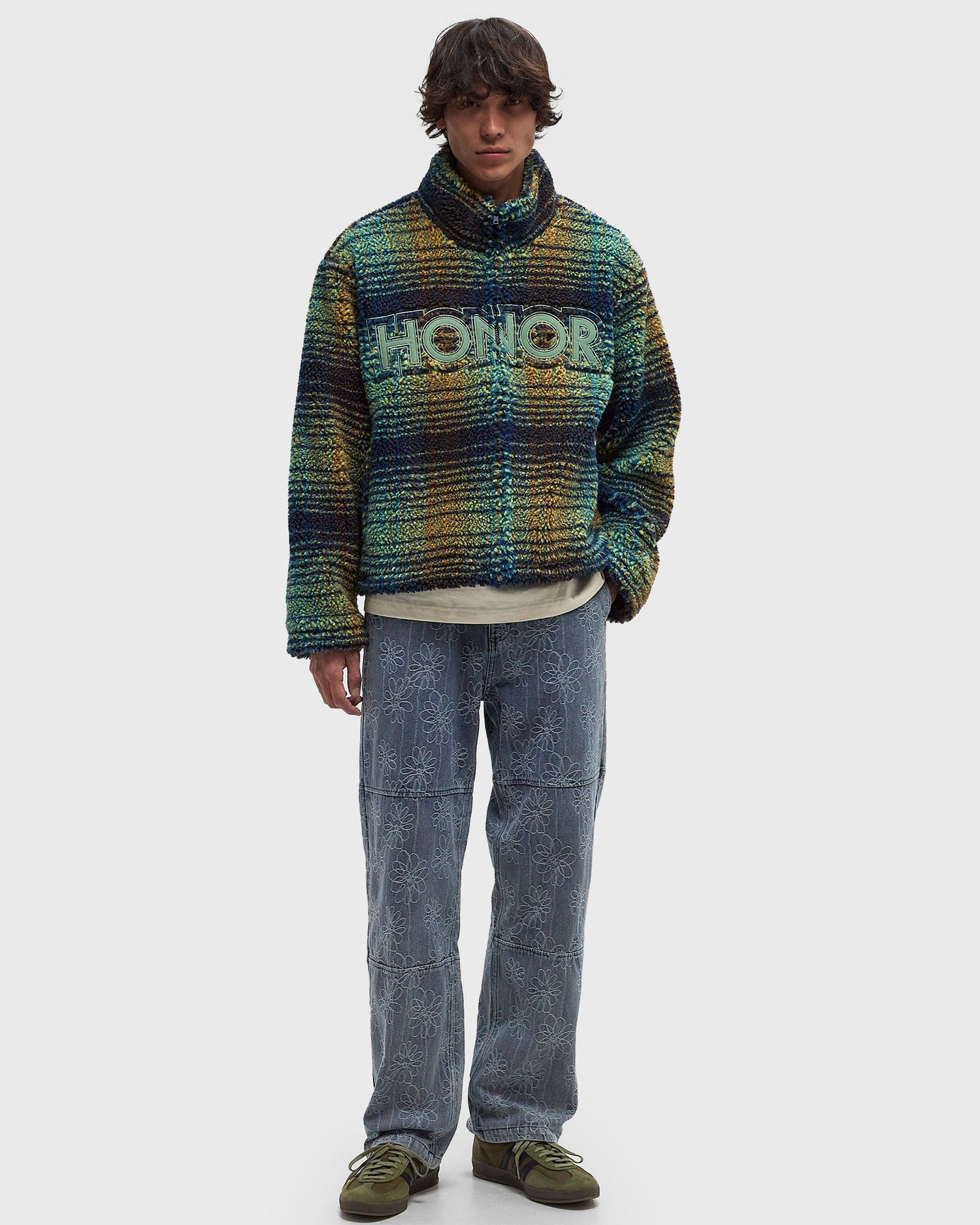 Пуловер Honor The Gift Robinson Plaid Fleece Jacket Зелено | HTG240462-GREEN, 1