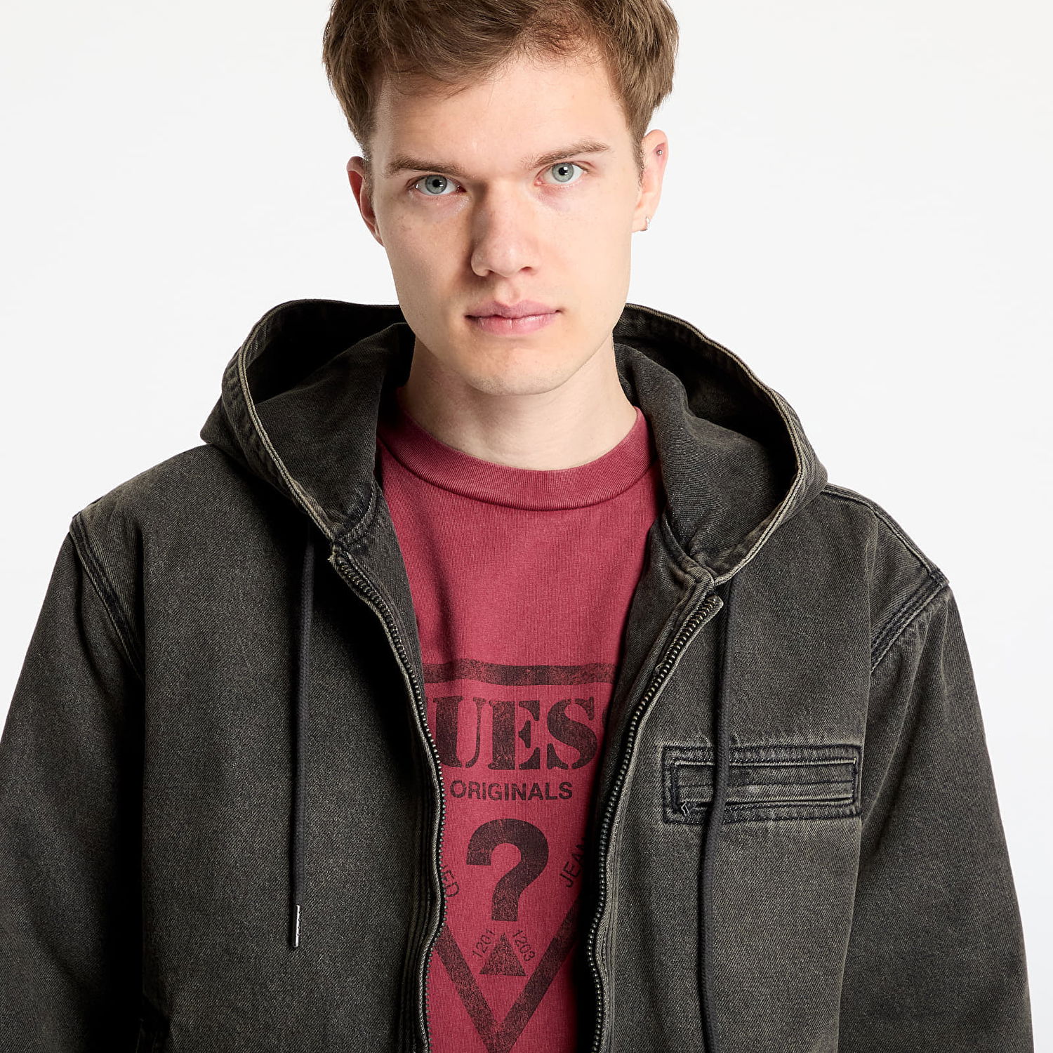Суитчър GUESS Guess Originals Sanded Denim Hoodie Jacket Сиво | M5RG85D4Y50-GWSB, 1