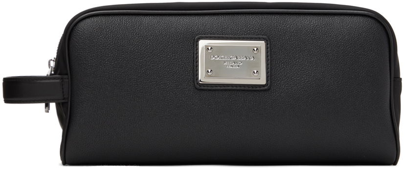 Чанта за пътуване Dolce & Gabbana Black Logo Plaque Pouch Черно | BT0989AD447