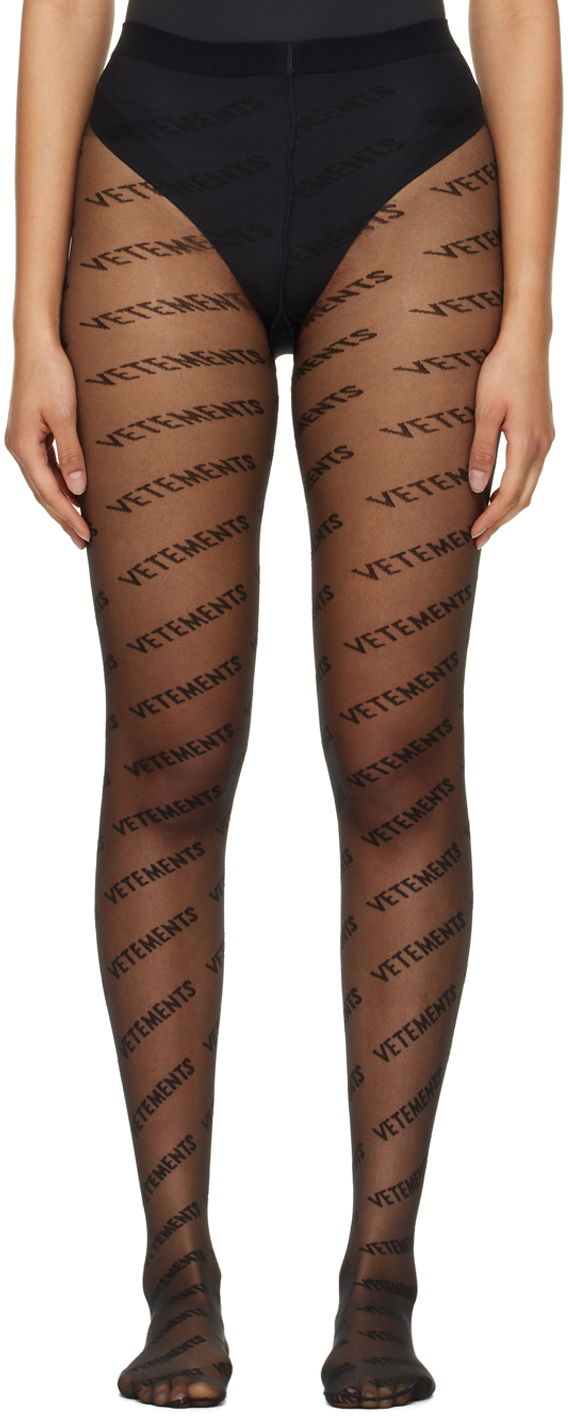 Чорапи VETEMENTS Monogram Logo Tights Черно | WA53TI100B, 0